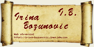 Irina Božunović vizit kartica